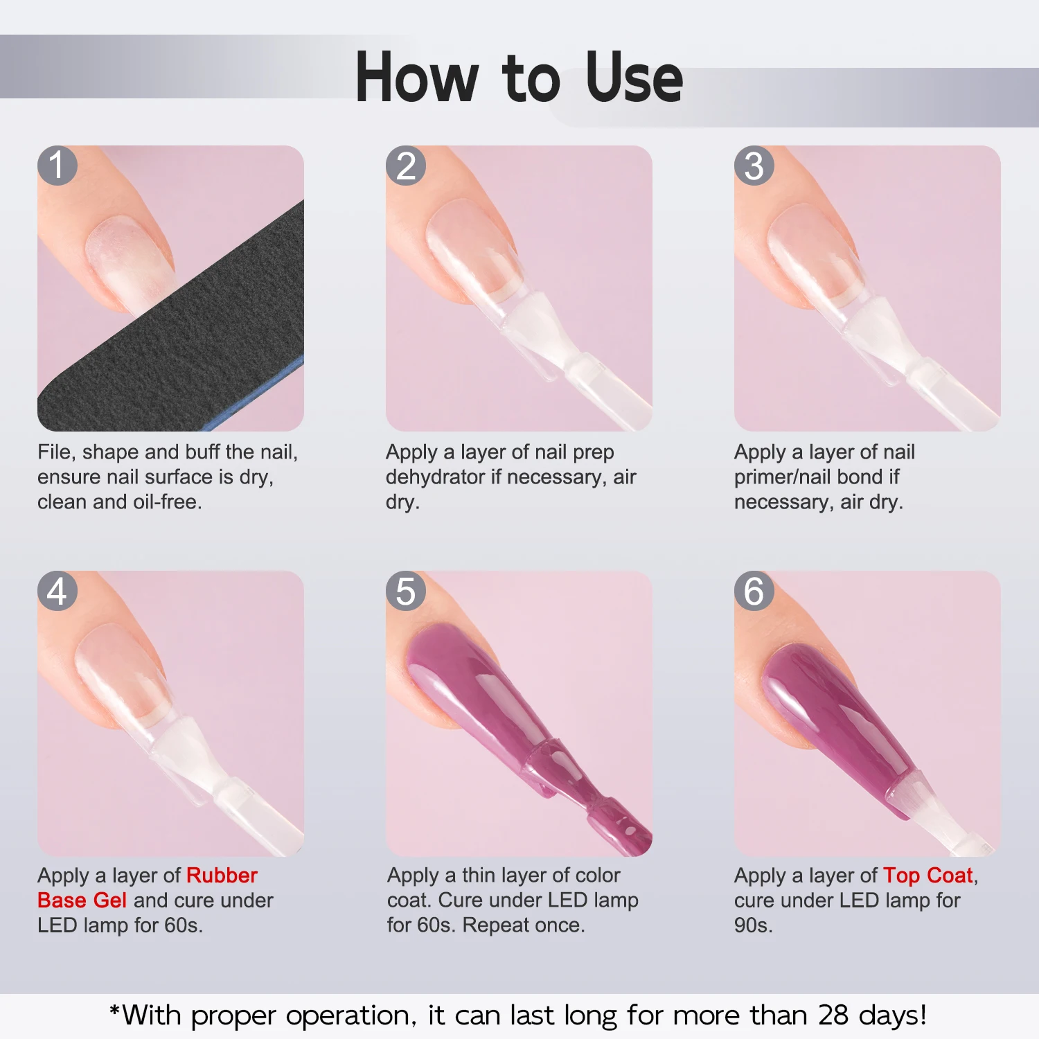 2pcs 7ml Rubber Base Gel & No Wipe Top Coat, Long Lasting Soak Off Nail Gel Varnish for Starter Nail Art Design Manicure