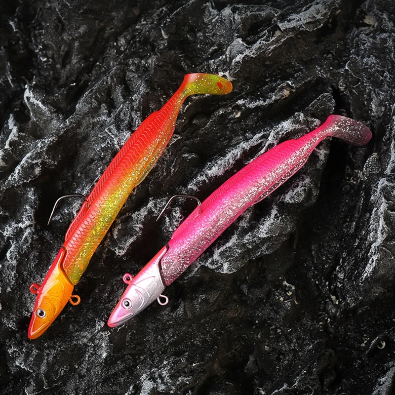 Black Minnow Jig Head Fishing Soft Lure Pre-assembled Soft Bait for Bass Pike Minnow Fishing Vinyls Spinning Wobbler Swimbait