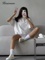 Hirsionsan Summer Casual Oversized T-shirts Women 100% Cotton Pink Loose Tees 2025 New Cusual Solid O Neck Female Aesthetic Tops - Image 4