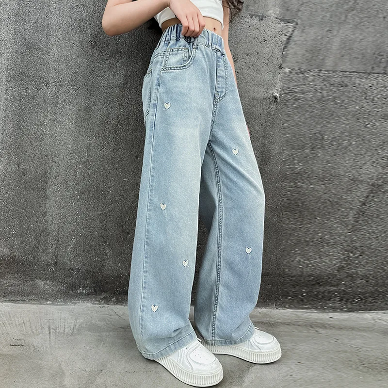 SHEIN Jeans ampi con gamba larga e grafica retrò alla moda per ragazze
