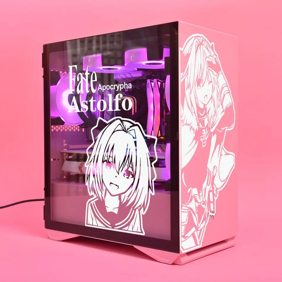 Fate Sabre Joan Astolfo pc Case Adesivos Anime Decalque para Atx Computador Host Decorativo Removível à Prova Impermeável Água Oco para Fora Adesivo