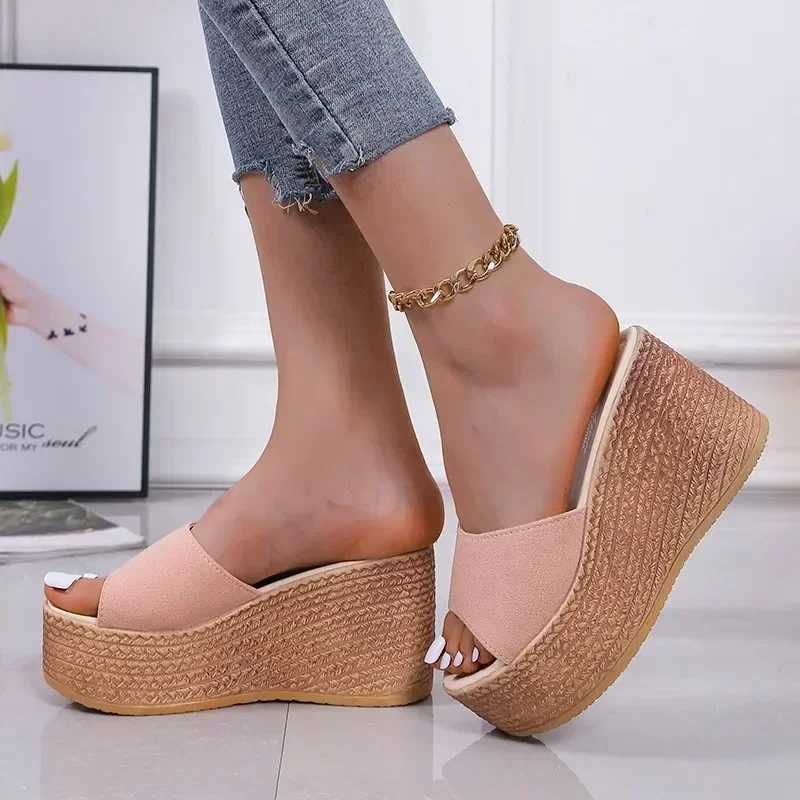 

Women's slippers 2024 New Summer Fashion Peep-Toe Shoes for Women High Heel Platform Casual Wedges Slippers Female Zapatos