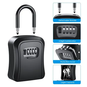 Wall Mount Key Lock Box with 4-Digit Combination, Resettable Code Outdoor Waterproof Lockbox for House Keys and Spare Keys ﻿ 1