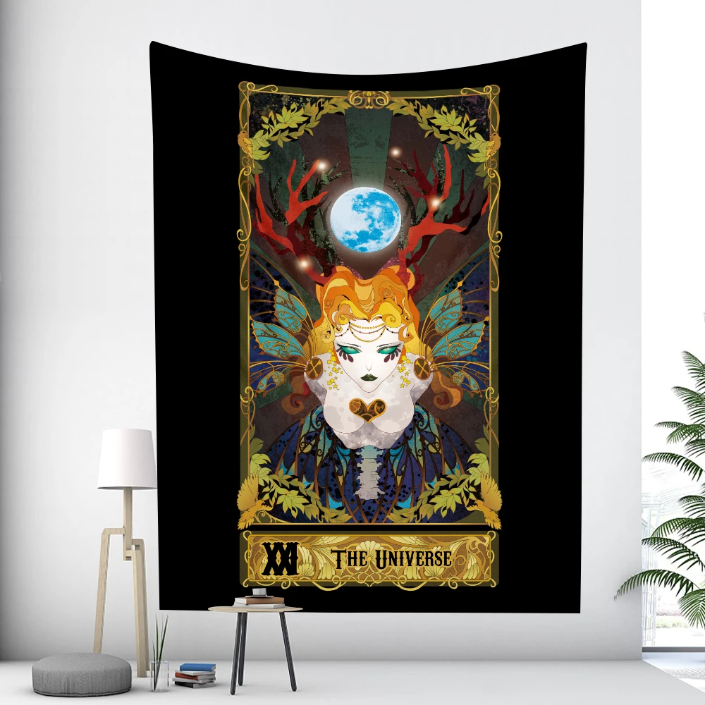 Tarot Psychedelic Scene Home Decor Tapestry Witchcraft Hippie Boho Pretty Room Wall Decor Wall Hanging