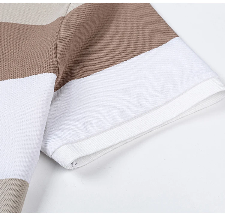 Men's Summer Casual Embroidery Polo Shirt, Breathable Short Sleeve Top with Ribbed Cuffs, 3-Button Placket & Color-Block Stripes 16 S13503687e93a4bb7adb77b1353096d3f6