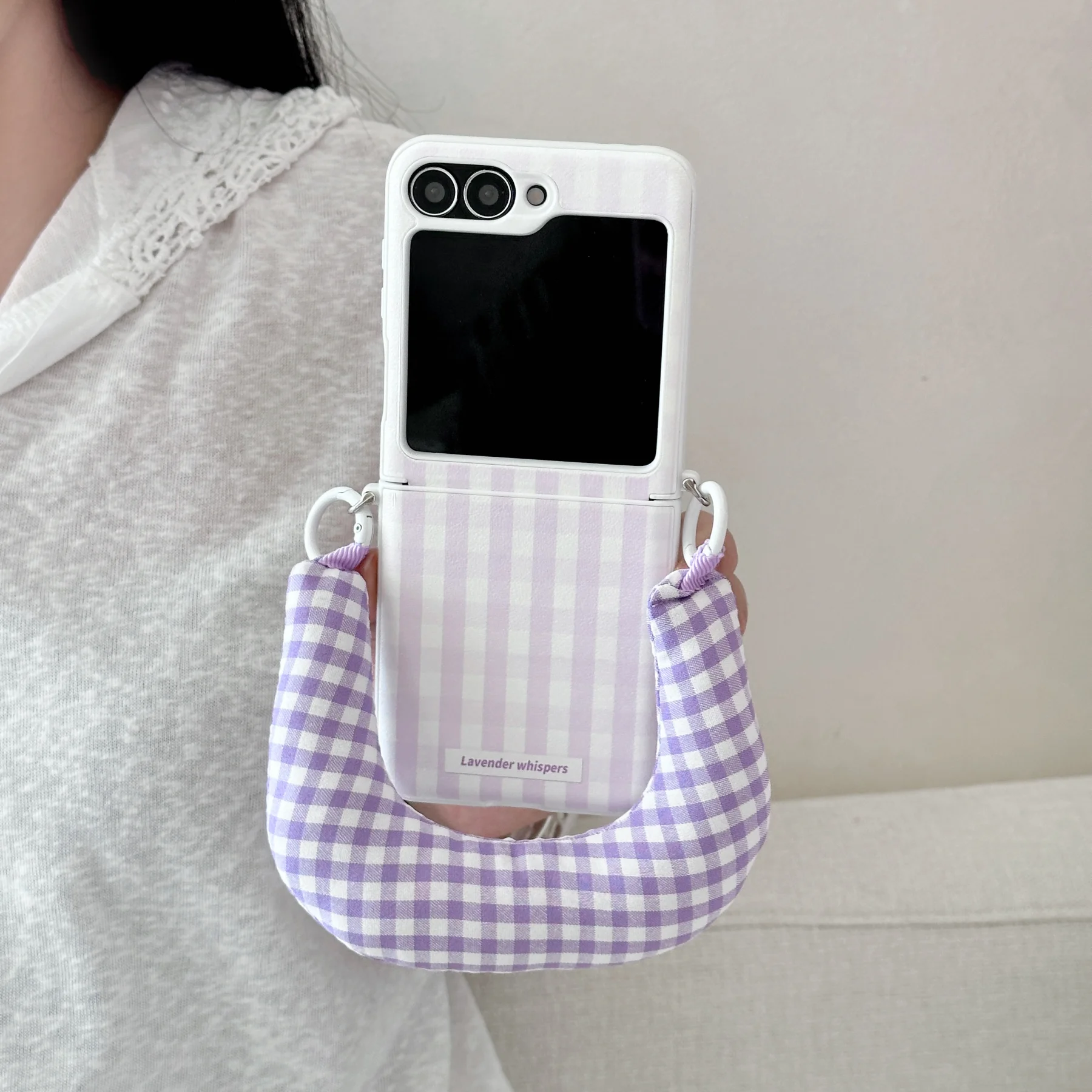 Cute Fresh Candy Colored Striped Soft Rope Portable Phone Case Back Cover