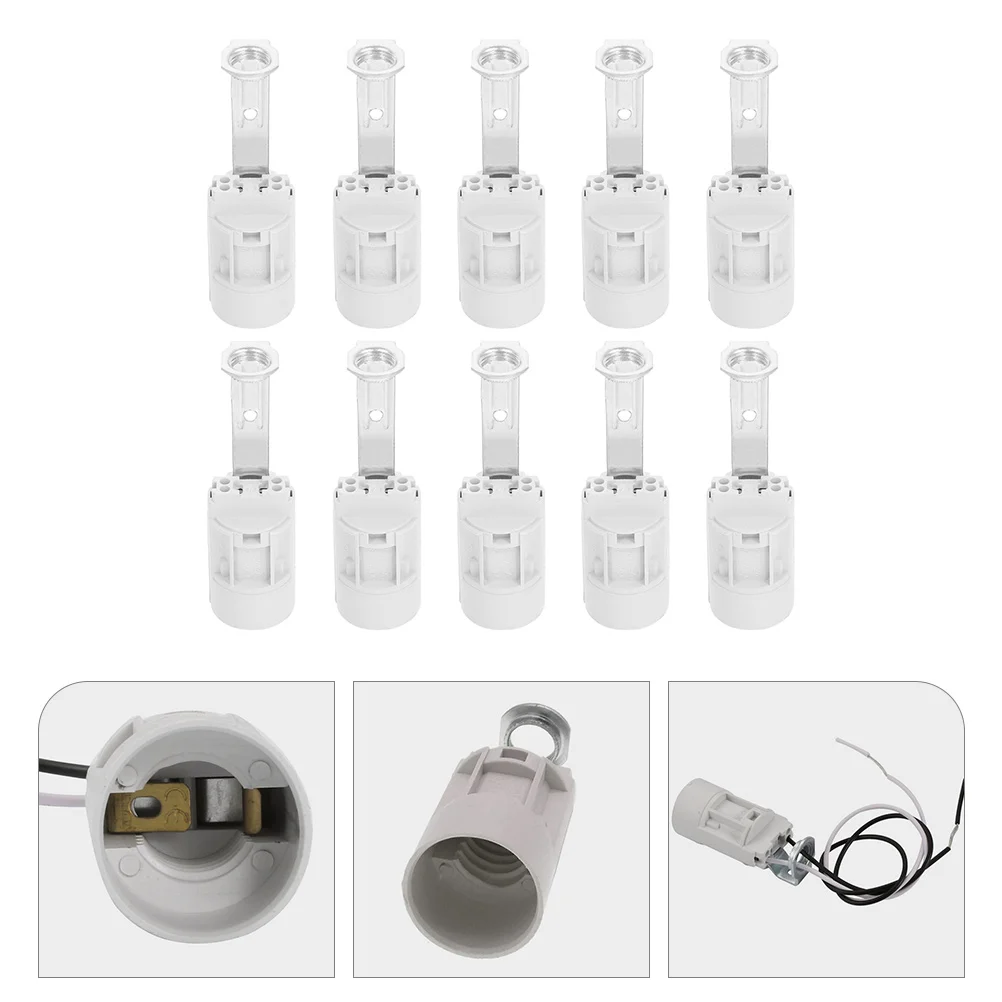 

10 Pcs Holder Hose Lamp Ceiling Bulbs Socket Light Base Thread Candelabra White 14 Screw