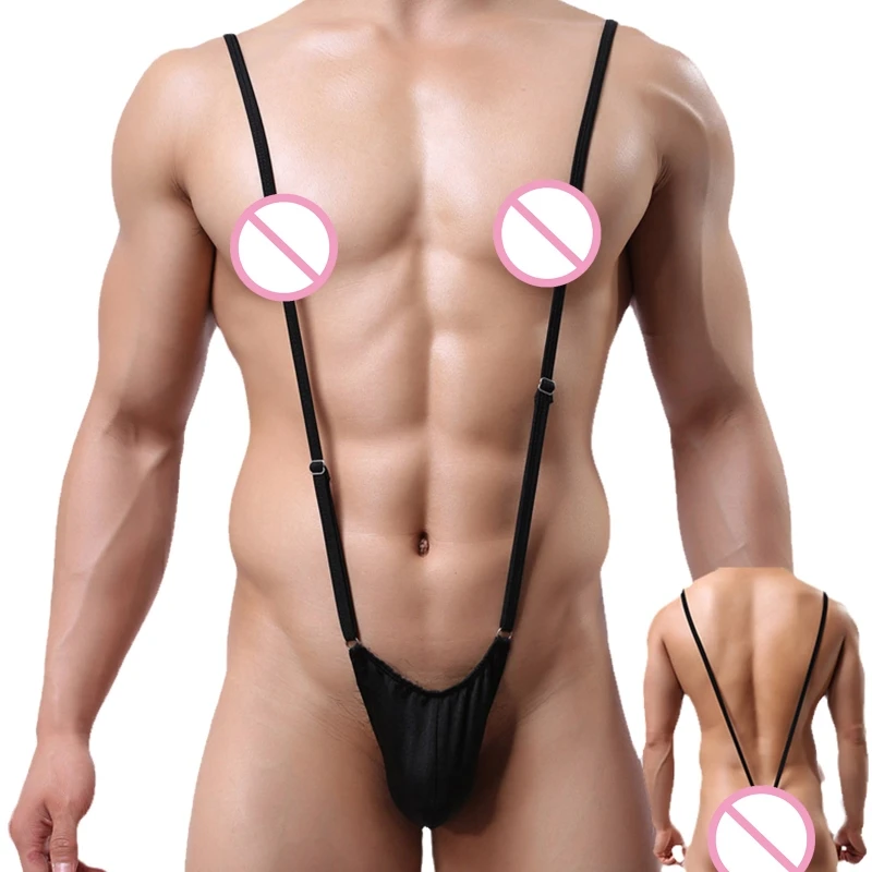 Adjustable Strap Men's Mankini Swimsuit Thong Style V Sling Stretch Sexy Underwear Suspender Bodysuit Strap Thongs
