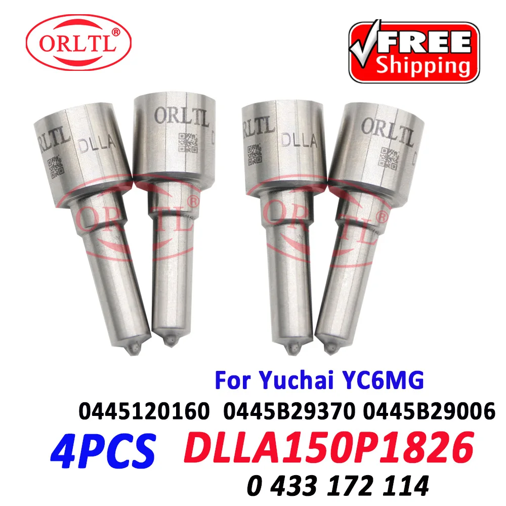 

4 PCS DLLA150P1826 Diesel Injector 0445120160 Nozzle DLLA 150 P 1826 For Yuchai YC6MG 0445B29370 0445B29006 0 433 172 114