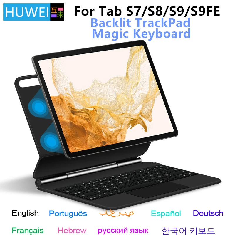 Folio Magic Keyboard para Samsung Galaxy Tab, capa para tablet, design flutuante inteligente, capa, S7, S8, S9, 11 