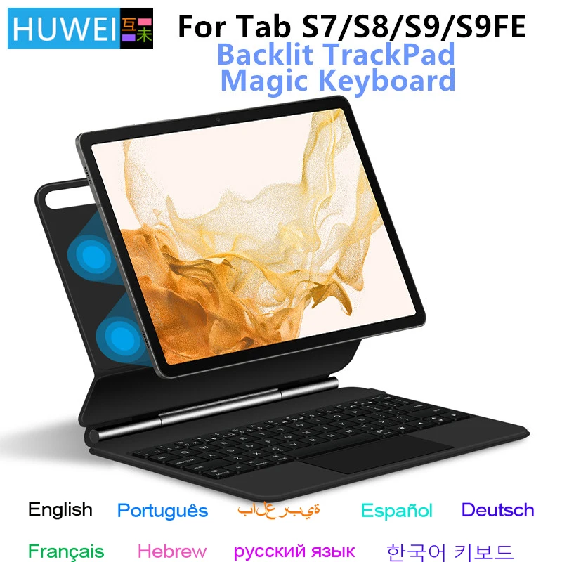 Folio Magic Keyboard para Samsung Galaxy Tab Capa para Tablet Design Flutuante Inteligente Capa s7 s8 s9 11 s9 fe 109