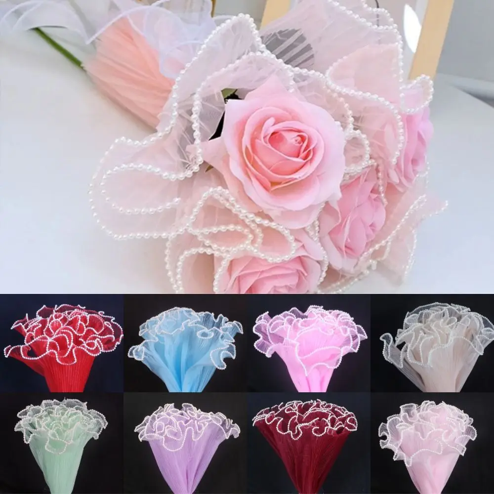 Romantic Pearl Lace Flower Wrapping Cloth Wave Yarn