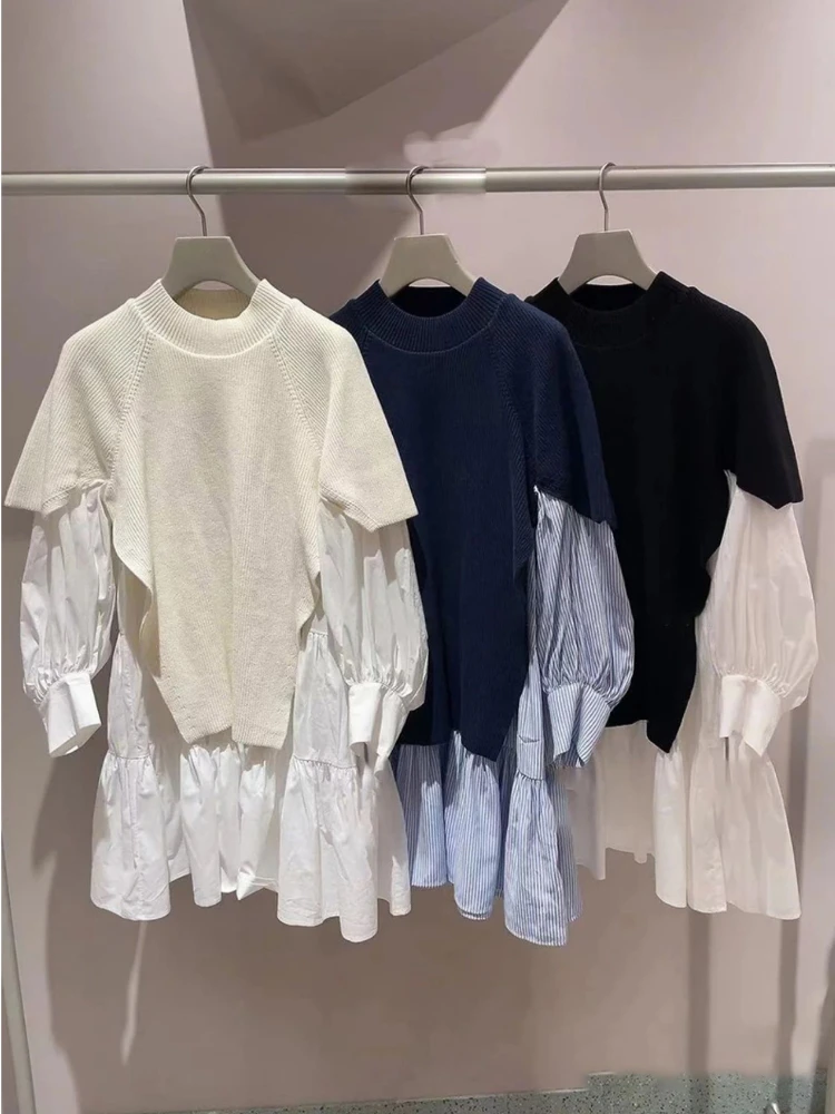 

Sweet Irregular Lace-up Knitted Dress Women Spring Summer 2023 New Loose Casual Vintage Robes Japan Style Chic Elegant Vestidos