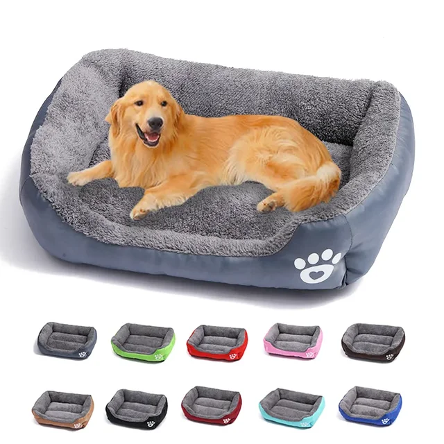 S135076f4990741428b6a74887c152d87H.jpg Large Dog Bed Square Plush Cat Nest Kennel All Season Washable Dog Sofa Waterproof Mattress Cat Bed for Medium Dogs Accessories