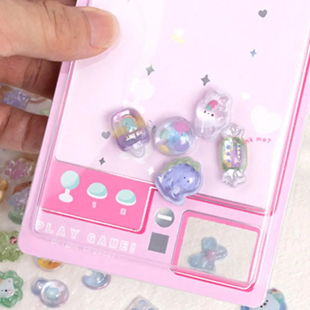 Cartoon 3D Relief Sticker Crystal diamond Jelly Stickers Children Girls DIY Handbook Scrapbook Stickers Phone Case Decoration