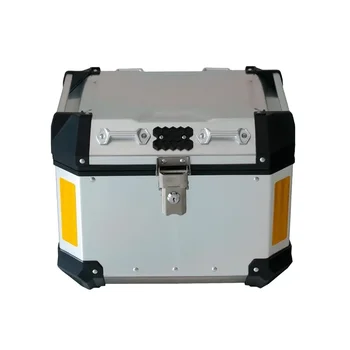 40L Aluminum Motorcycle Top Box, Motorbike Storage Case, Scooter Luggage Box Black Color Waterproof Durable