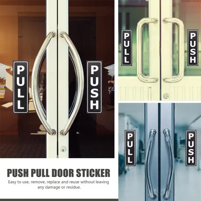 6 Push Pull Door Sticker Self Adhesive Entrance Enter Safety Sign Decal  Horz - Decals & Stickers - AliExpress