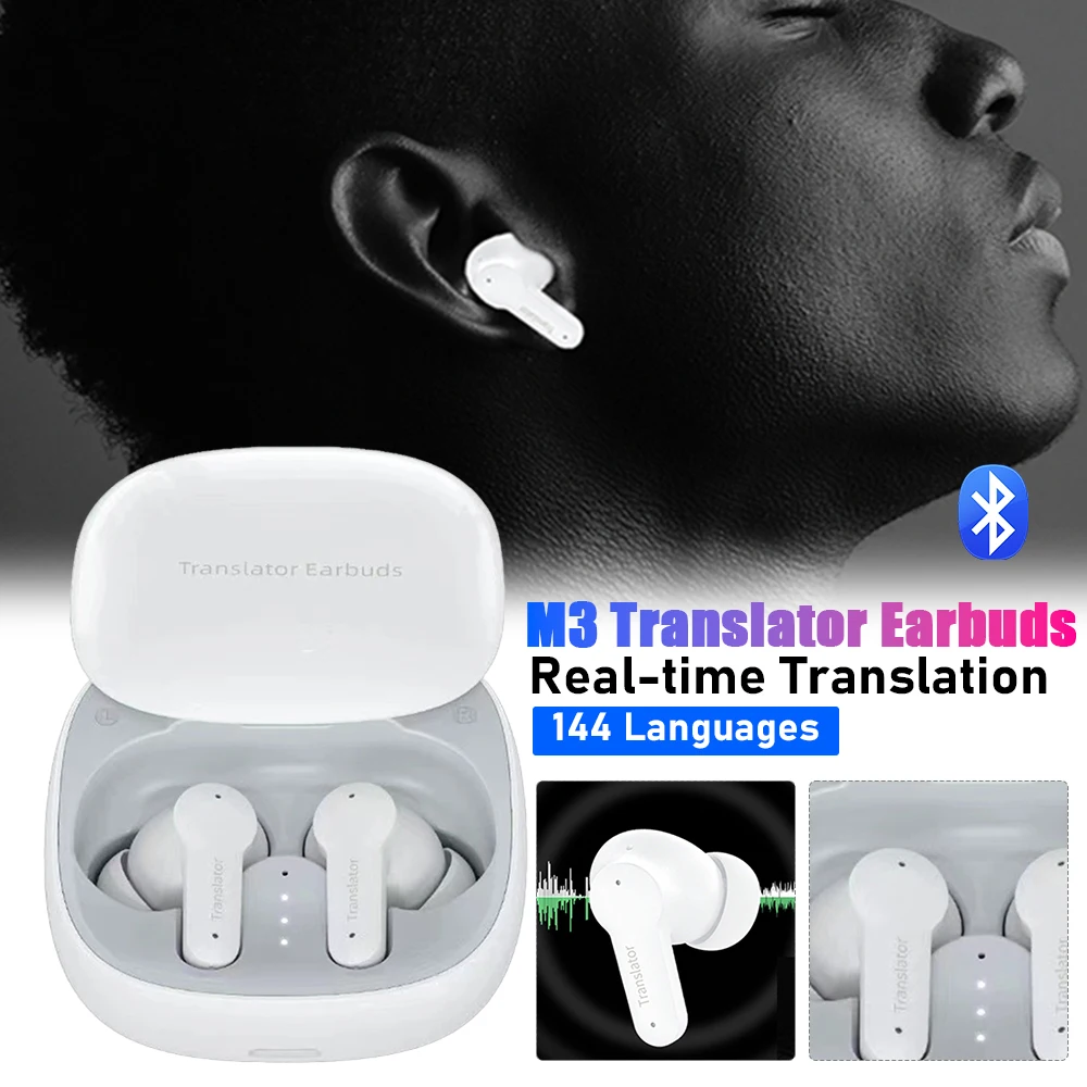 M3 Real-time Translator Headphones TWS In Ear Earbuds 144 Languages Translation Earphones Instant Smart Translate Headphones