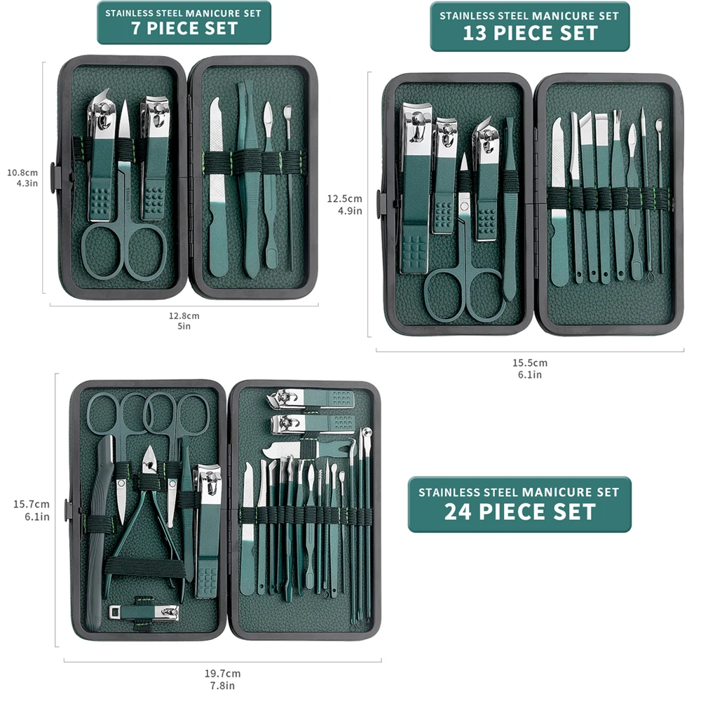 Green Stainless Steel Nail Set 5