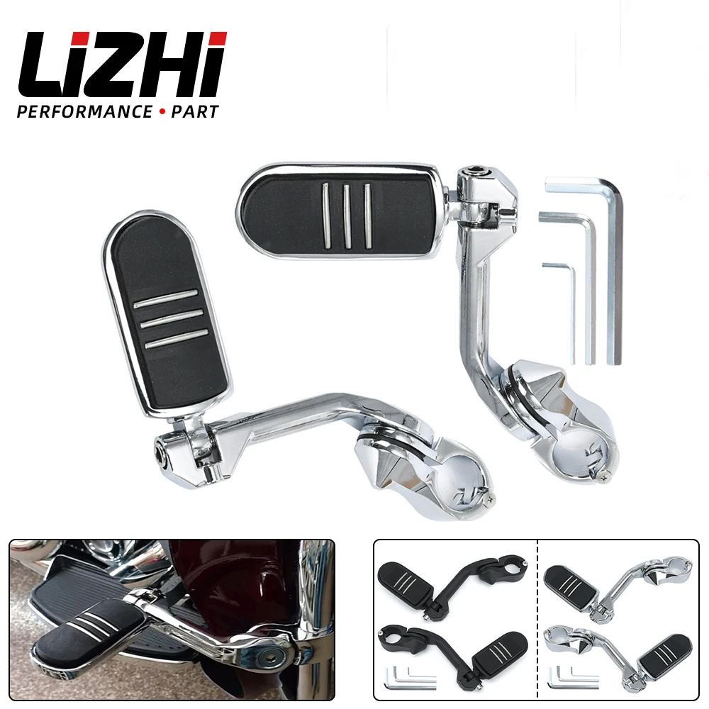 

Motorcycle 1-1/4" 32mm Foot Rests Footpeg Long Angled Streamliner Highway Engine Guard For Harley Electra Glide Road Glide