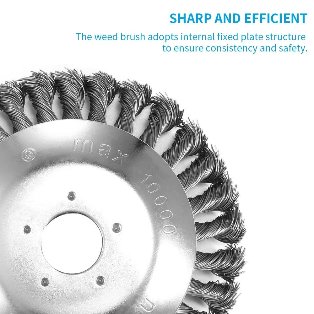 Steel Wire Wheel Garden Weed Brush Lawn Mower Grass Eater Trimmer Brush Cutter Tools Garden Grass Trimmer Head Weed Brush 6