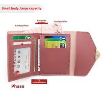 Korean version women wallet short heart-shaped three fold women's wallet multi card slot card bag zero wallet  purses for women - Image 5
