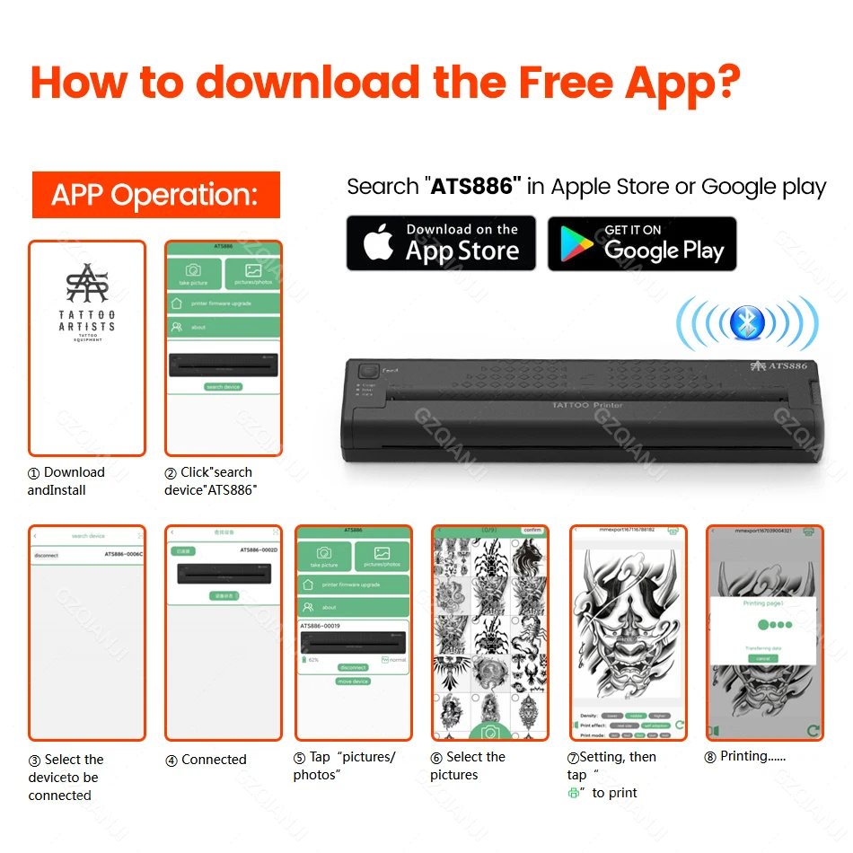 Tattoo Stencil Transfer Printer Machine Tattoo Printer Paper Portable Thermal Stencil Maker Line Photo Drawing Printing Copier