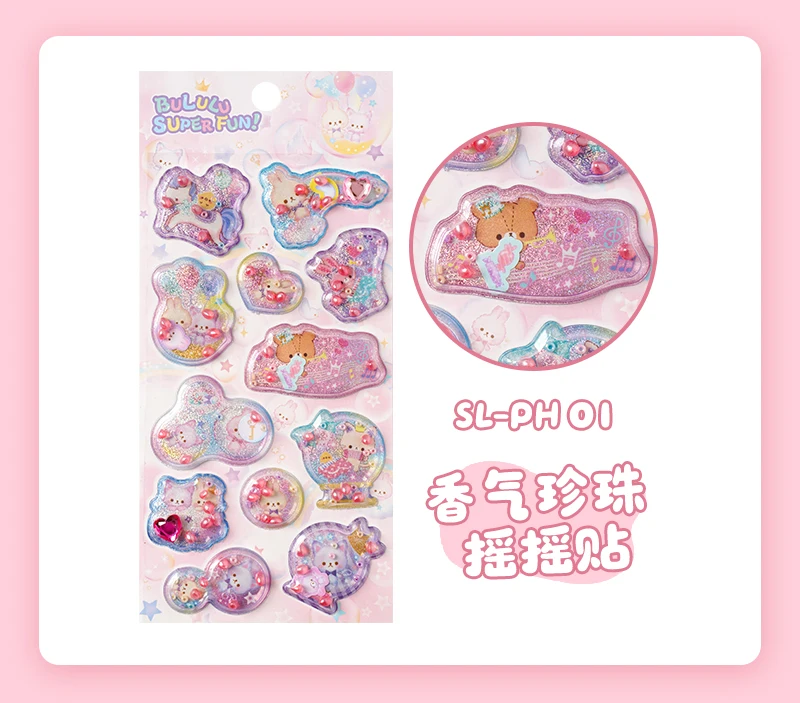 3 Stück/6 Stück Niedliche Duftende Glitzer-Schüttelaufkleber 3D Cartoon Scrapbooking DIY Journaling Schreibwaren Tagebuch-Aufkleber Schulgeschenk – Detail 11