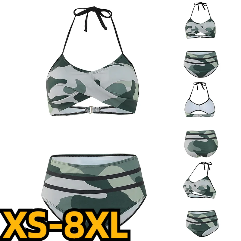 

2023 New Women Retro Bathing Suit Swimsuit Female New Design Printing Bikini Swimwear Summer High Waist Two Piece Set Bath Suit