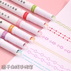 Kawaii Flower Highlighter Pens Set - Roller Tip Curve Liner Markers (6Colors Curve Pen C)