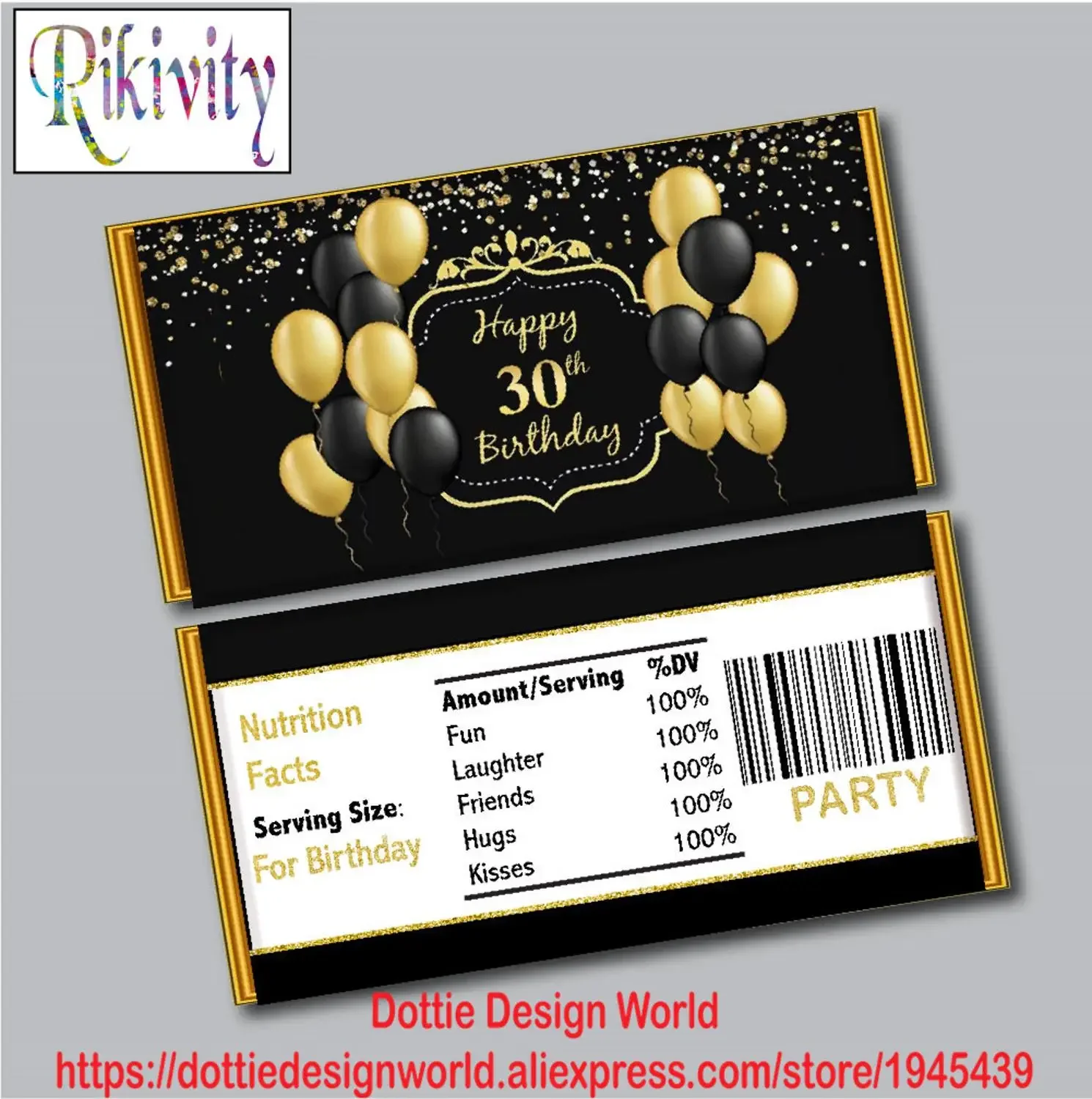 Palloncino D'Oro Bomboniera Per Feste Di Compleanno Candy Bar Hershey Kinder Bueno Wrapper Stickers Mini Candy Water Bottle Etichette Per Vino Decoraz