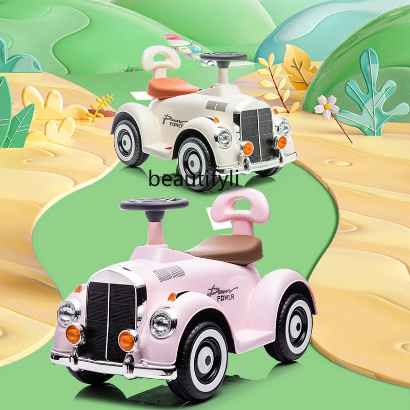 Retro children's electric car motorcycle four-wheel battery car boys and girls baby children can ride toy