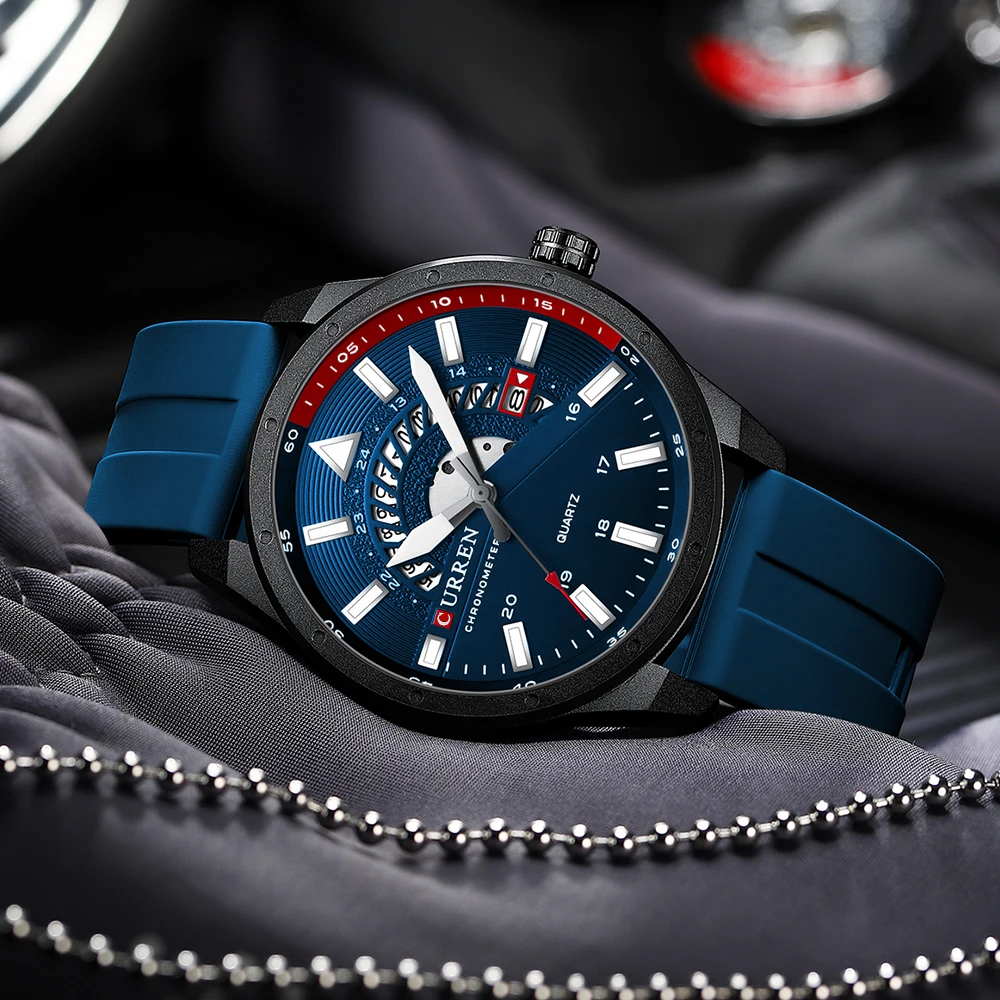 Curren Fashion Mannen Kijken Topmerk Luxe Waterdichte Sport Heren Horloges Siliconen Automatische Datum Militaire Horloge
