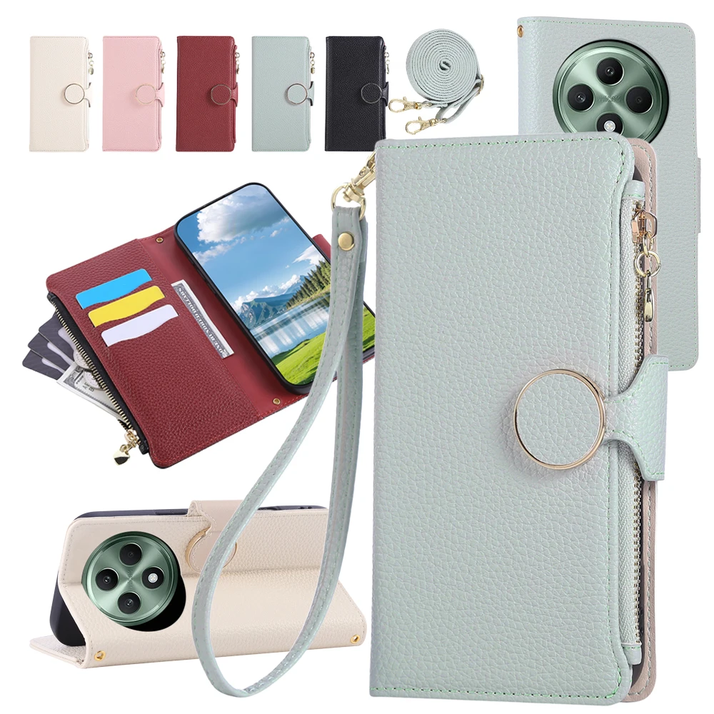 Leather Crossbody Wallet Case with Strap