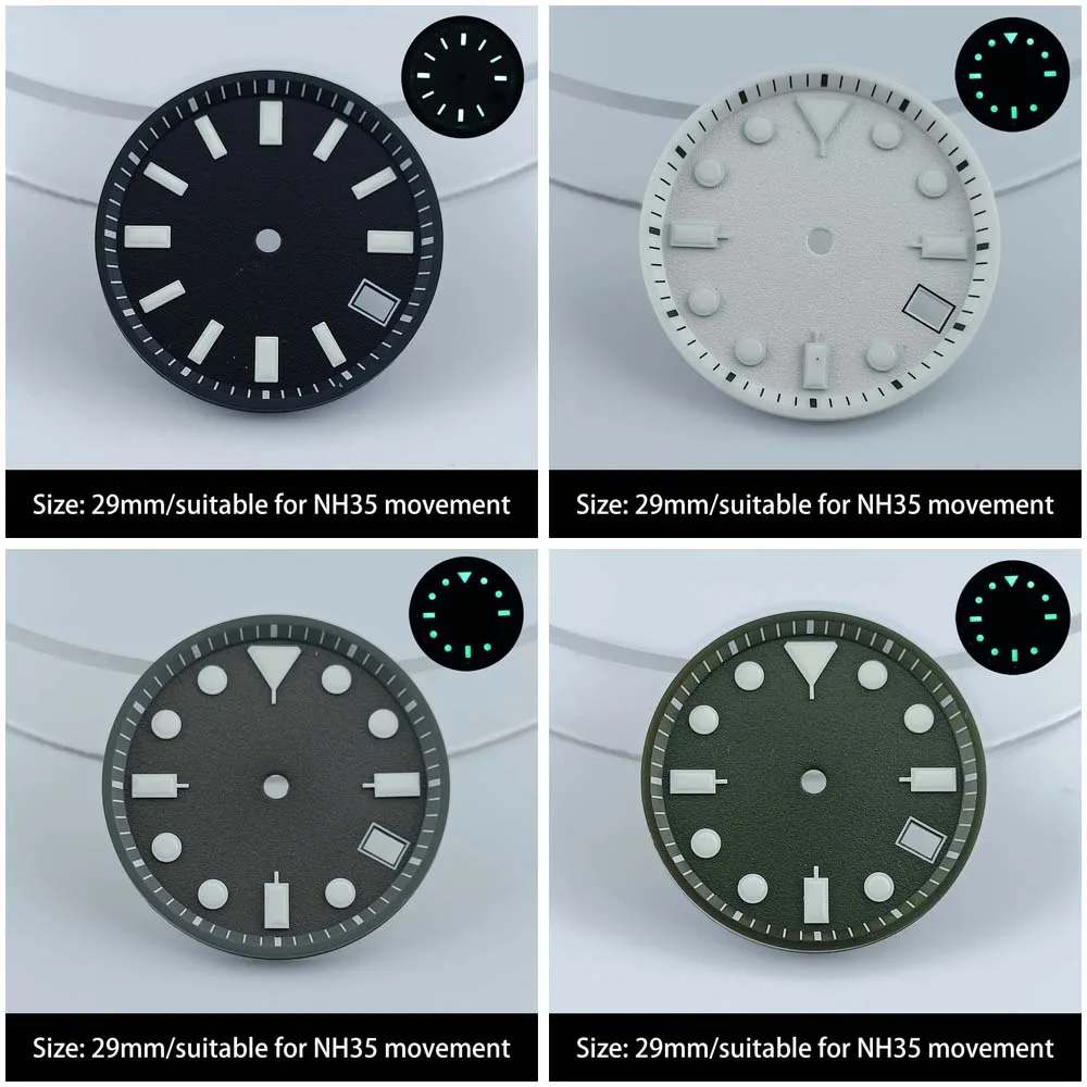 

calendar dial with diameter of 29MM, luminous dial, suitable for NH35 watch movement accessories, supporting customized logo