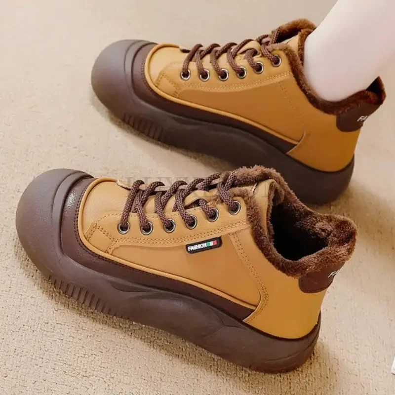 

Women Vulcanized Shoes 2023 Winter New Lace Up Light Weight Round Toe Casual Thick Sole Non Slip Women Shoes Zapatos De Mujer