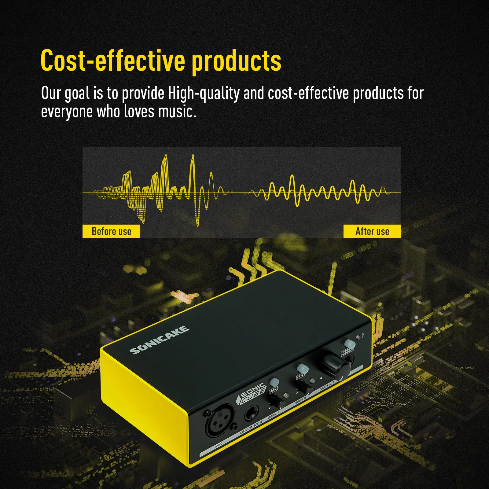 Sonic Cube Dual-Channel Professional Audio Interface High-Quality Analog Preampl
