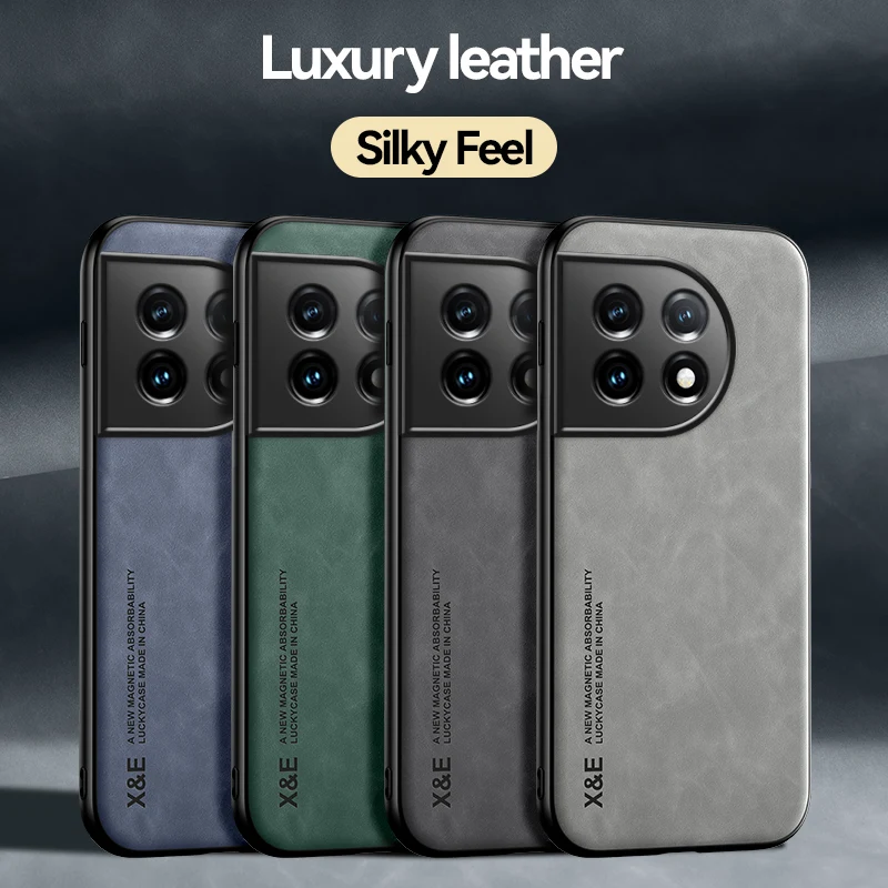 

For OnePlus 11 5G Case Shockproof Luxury Leather Texture Silky Feel Cover With Magnetic Attaction inside For One Plus 11