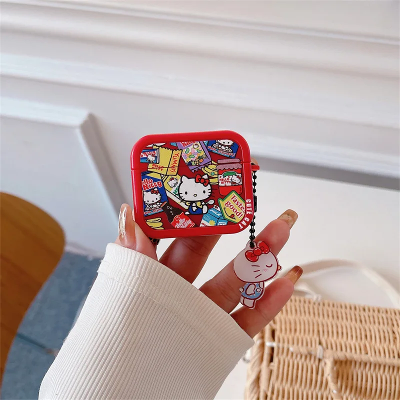 

For Airpods Pro 2 Case With Keychain,Cute 3D Cartoon Hello Kitty Red TPU Protective Earphone Cover For Airpods Pro Case