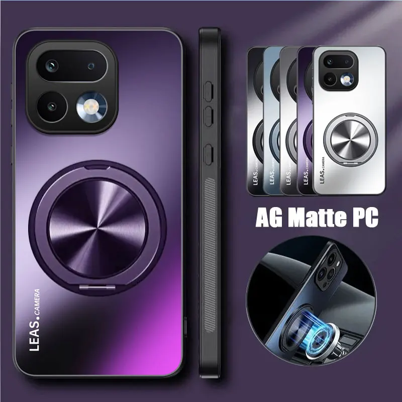 AG Matte Magnetische Hülle für Realme 16 Pro Plus 360 ° Drehbarer Ringhalter Kabelloses Laden Hartschalenhülle für Realme 16Pro +