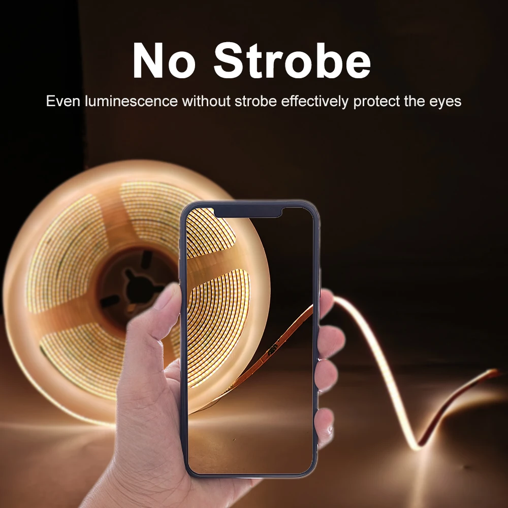 DC12V 24V 4mm Super Thin COB LED Strip Lights Soft 480LEDs/m High Density Flexible Tap Ribbon 3000K 4000K 6000K Linear Dimmable