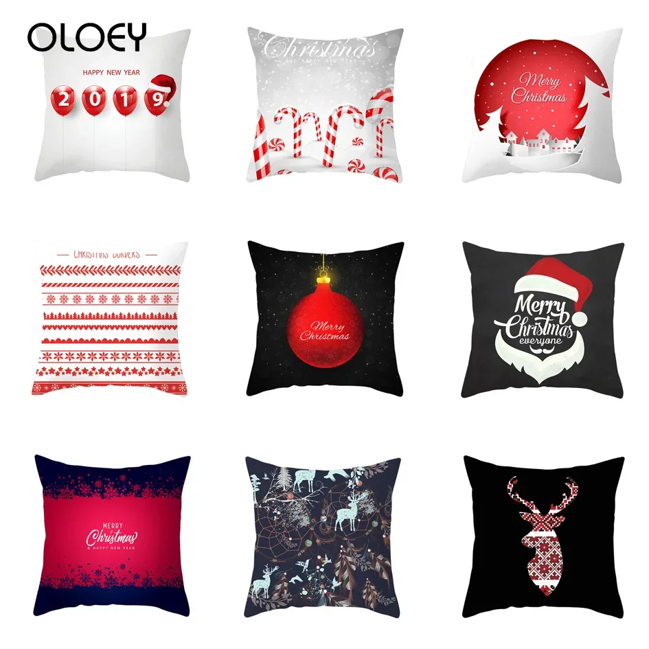 

1pcs 45x45cm Santa Claus Christmas Tree Pillowcase Peach Skin Pillowcase Waist Pillow Polyester Throw Pillow Case Cover Unique .