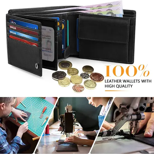 Wallets for Mens Muti-Functional RFID Blocking Slim Wallet with 15 Credit Card Holders - Image 4