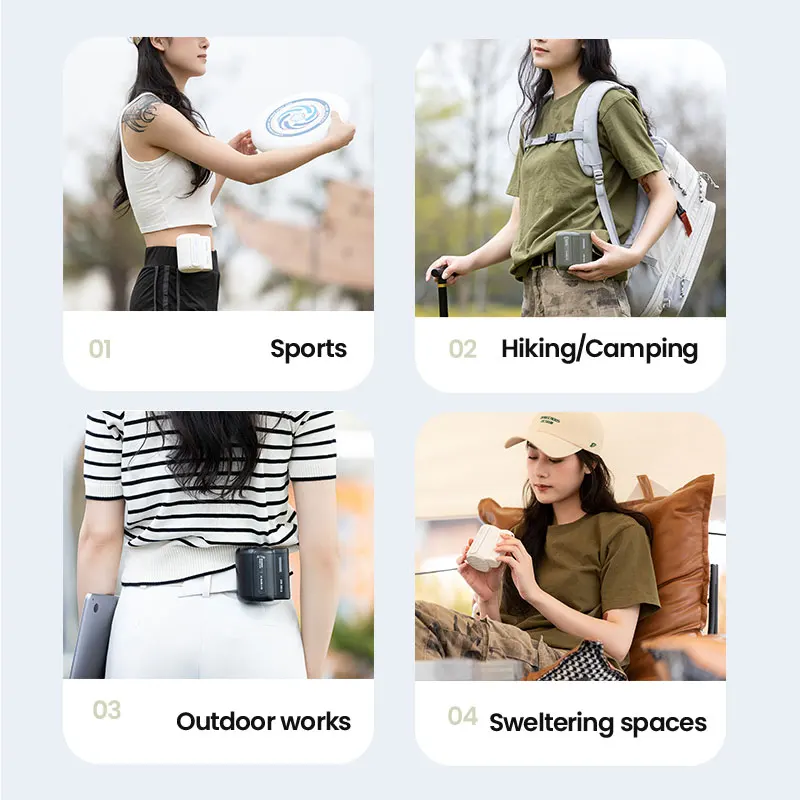 Portable Fan 4500mAh Powerful Rechargeable Mini Waist With 3 Speeds Strong Wearable Clip Belt Fan for Outdoor Traveling Fishing 3