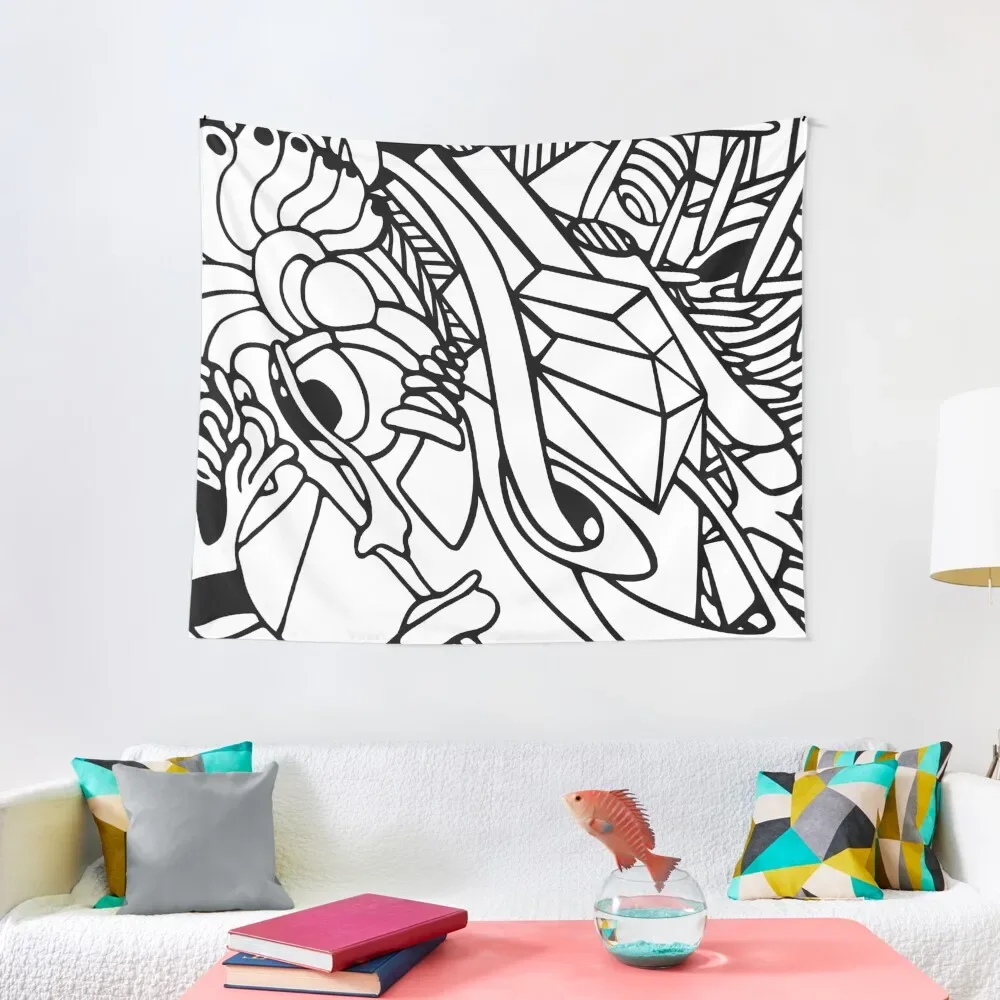 

Adult coloring abstract lineart Tapestry Wall Deco Cute Decor Carpet On The Wall Tapestry