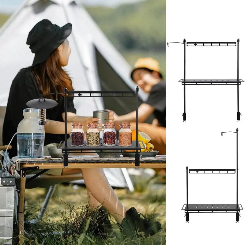 

Camping Table Rack Picnic Camping Table With Lantern Stand Portable And Foldable Shelf Rack Organizer Storage Holder For Camping