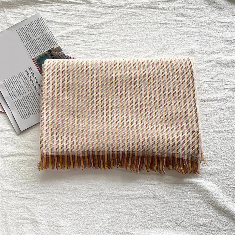 

Stylish Winter Scarf Elegant Winter Shawl Versatile Warm Polyester Fabric with Tassel Design Cold-proof Comfortable Scarf for A