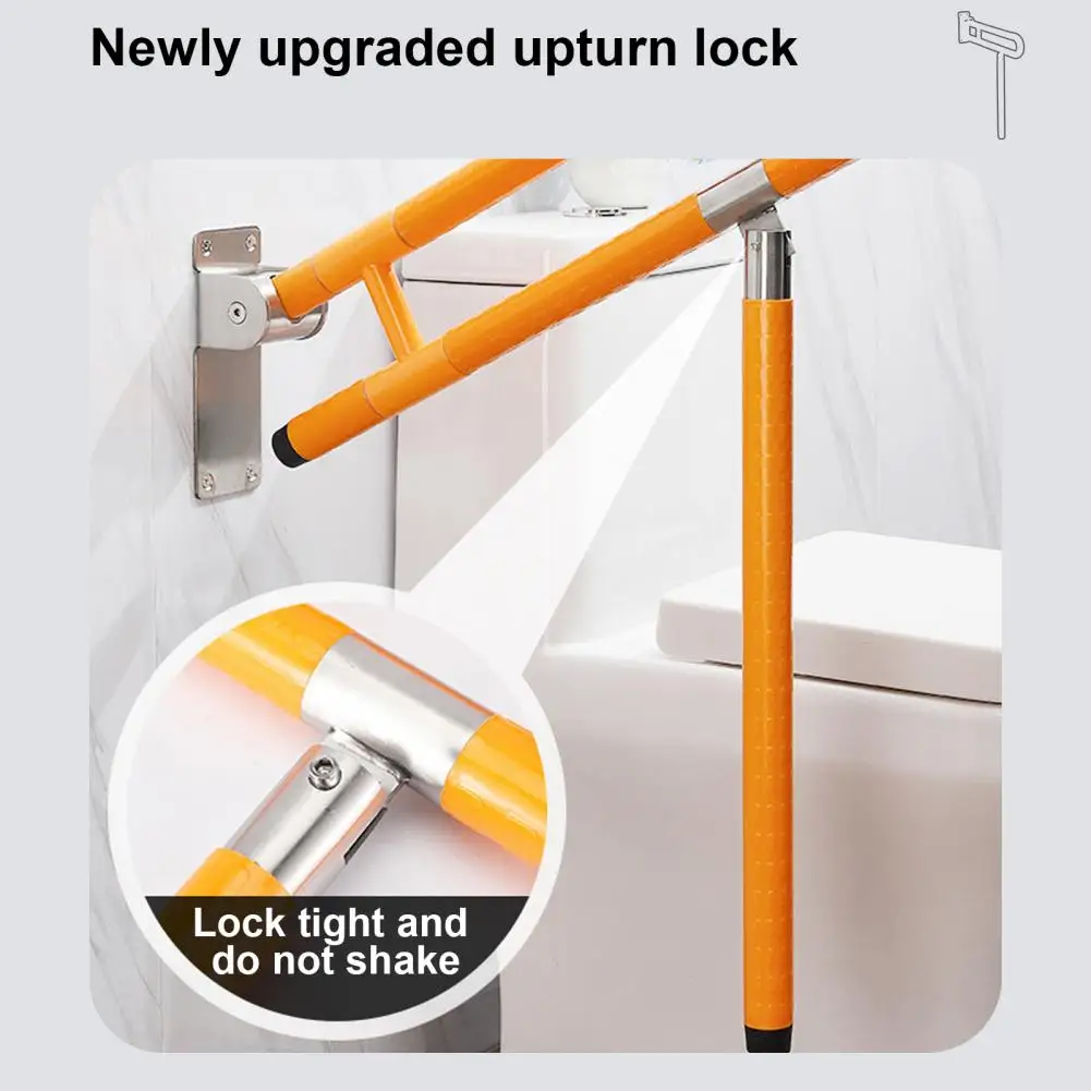 24.4 Inch Handicap Grab Bars, Foldable Toilet Grab, Flip-Up Toilet Safety Rail, Foldable Grab Bar With Particle Texture