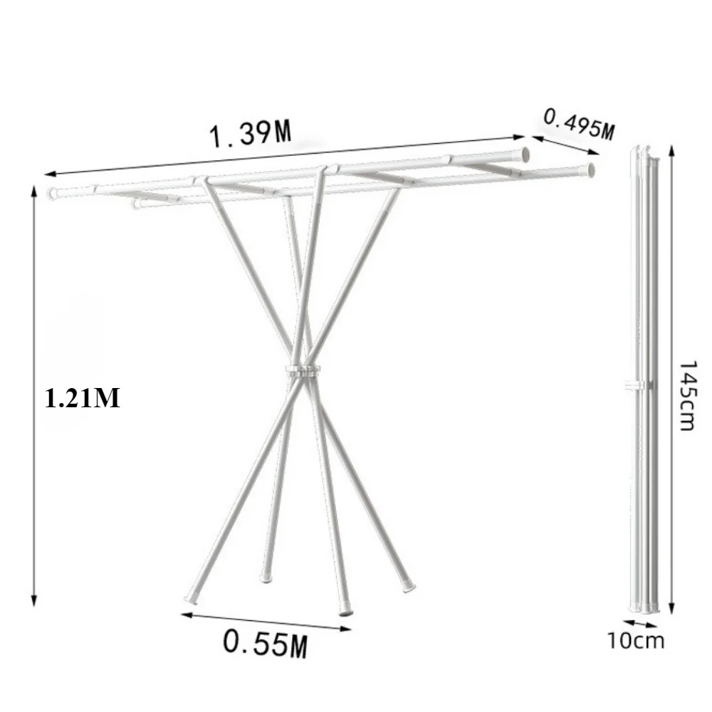 Foldable Drying Rack X-Shaped Clothes Hanger Indoor Floor-Standing Balcony For Household No Need To Install Simple Clothes Rack
