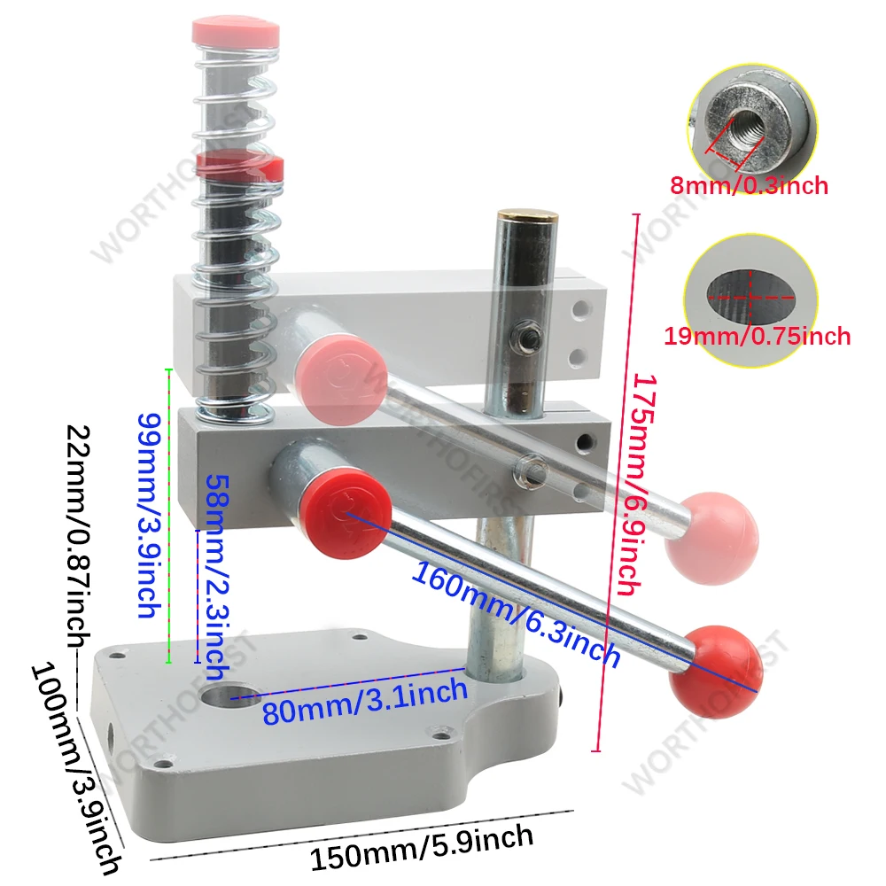 Metal Hand Press Machine for Eyelet Grommet Covered Fabric Button Snap Buttons Double Cap Rivets DIY Handmade Accessories
